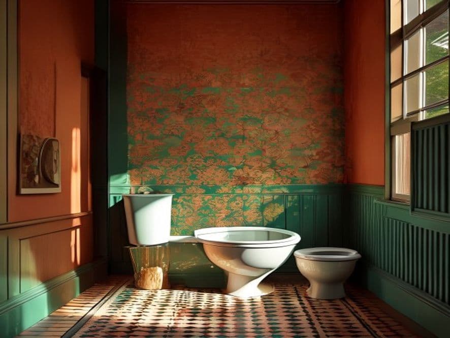 Wallpaper on Every Wall, Including Behind the Toilet