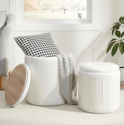 White Ottoman Set With Storage