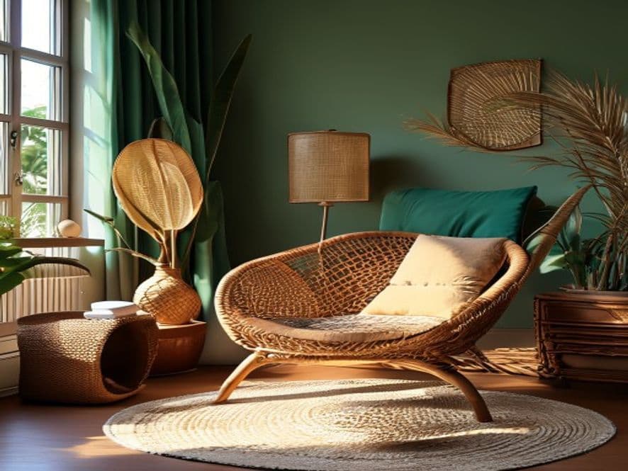 Rattan and Wicker Seating Mixed With Upholstered Pieces