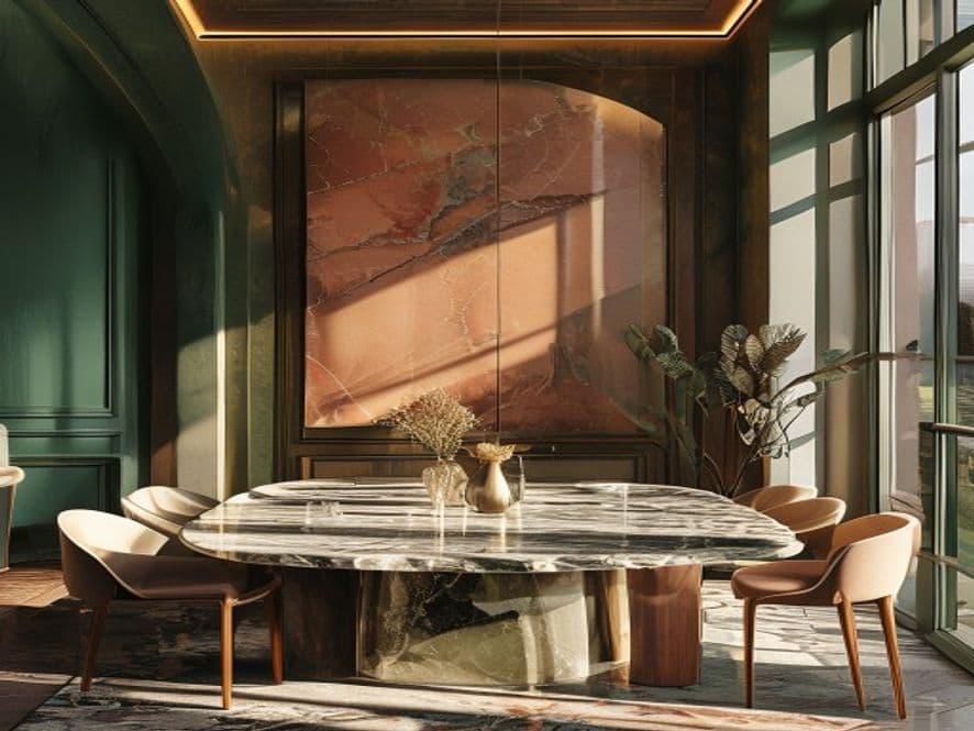 A Marble or Stone-Look Dining Table